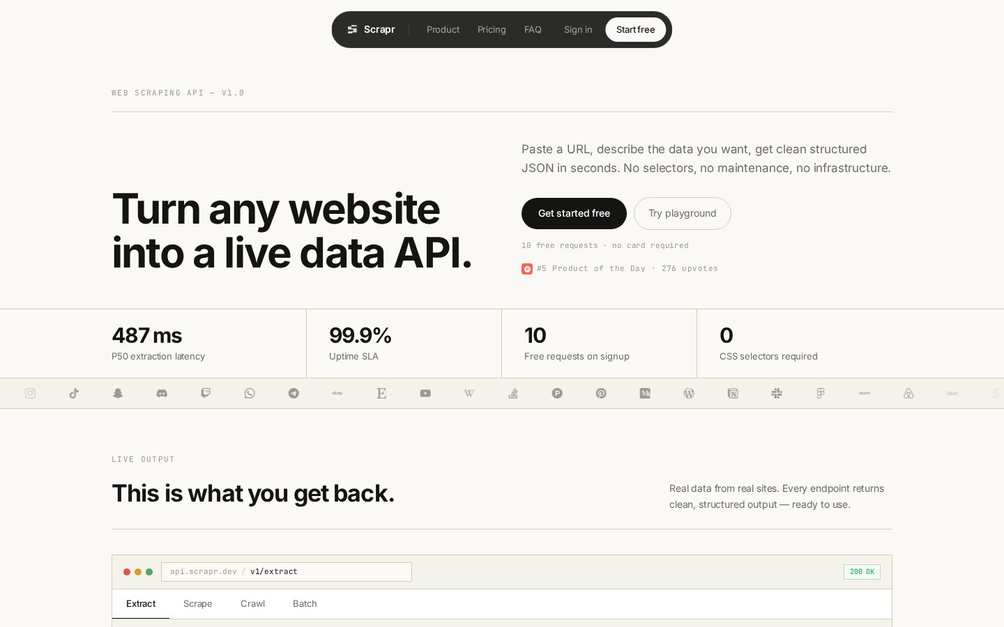 SCRAPR Homepage