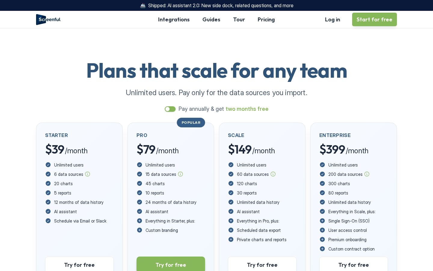 Screenful Pricing
