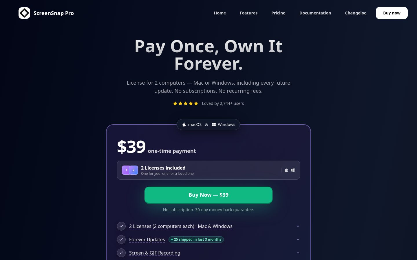 ScreenSnap Pro Pricing