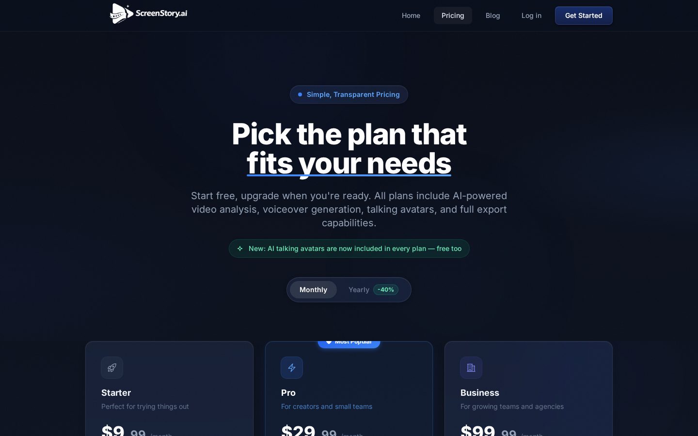 ScreenStory Pricing