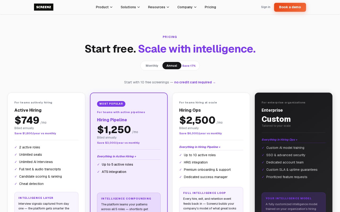 Screenz Pricing