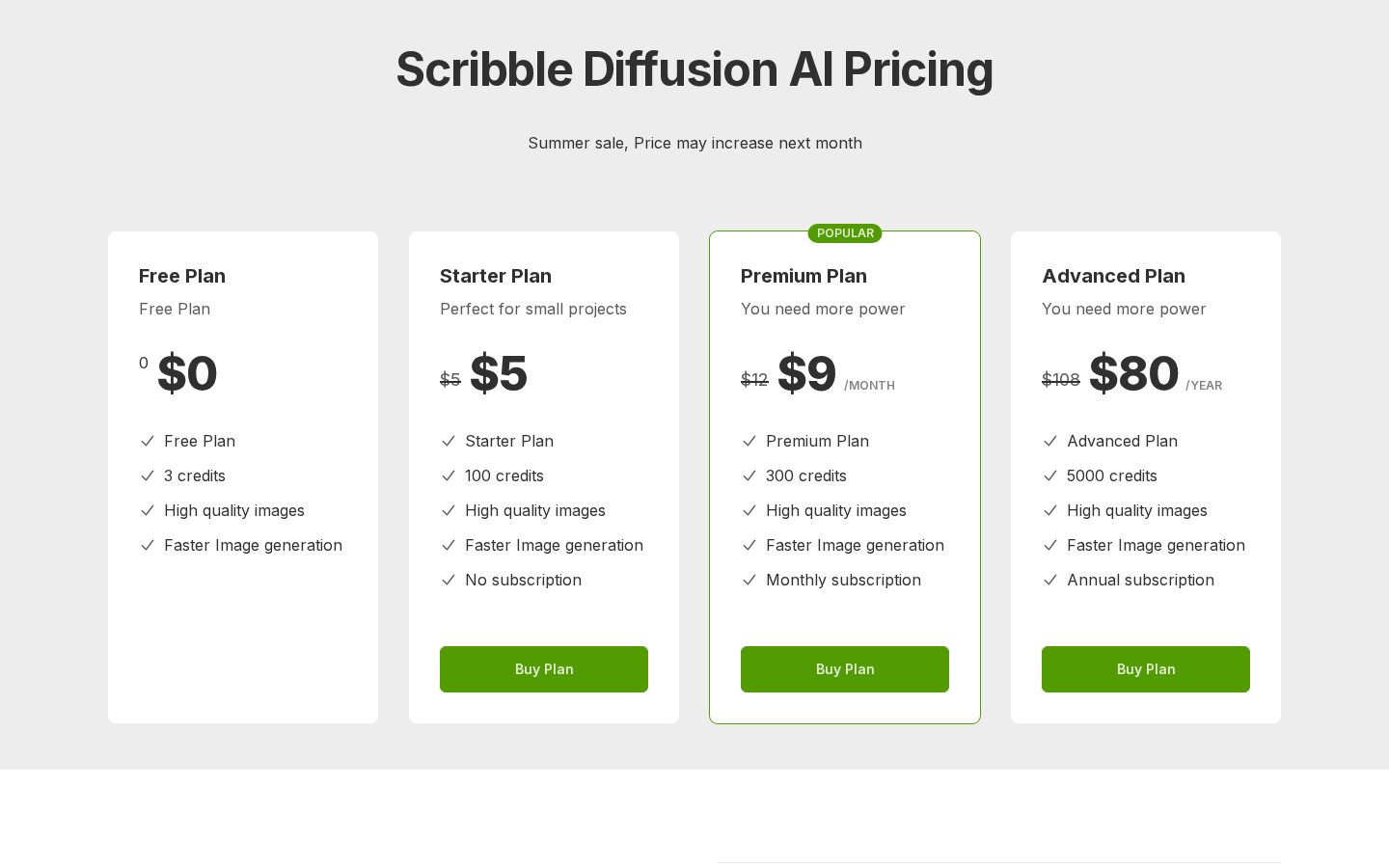 Scribble Diffusion AI Pricing