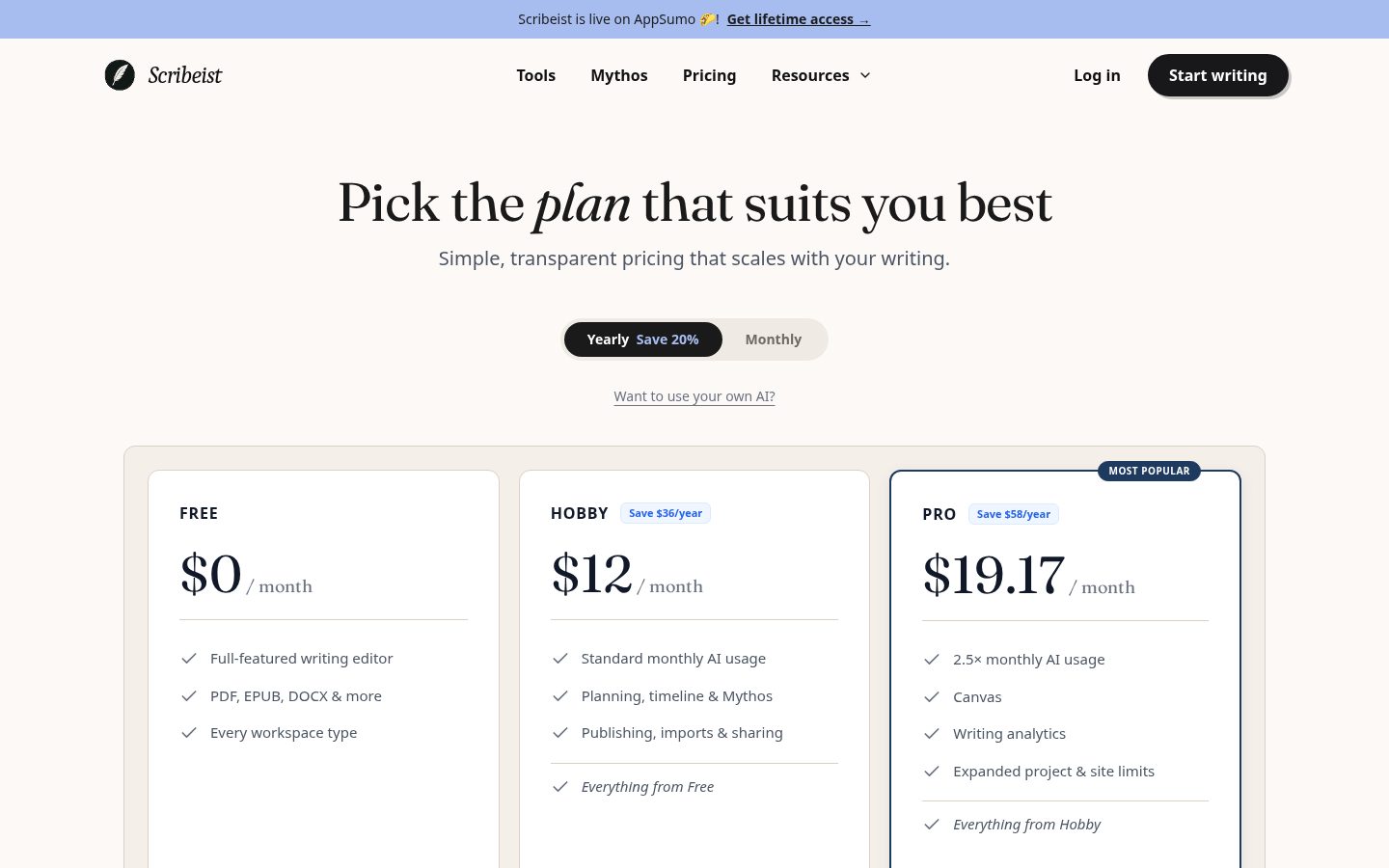 Scribeist Pricing