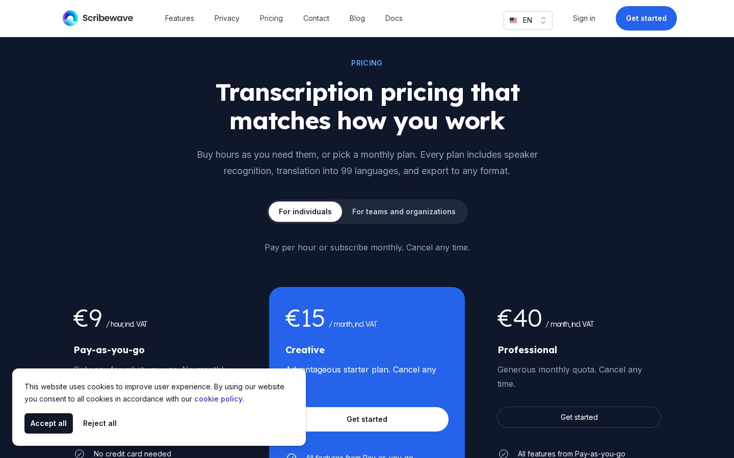 Scribewave Pricing