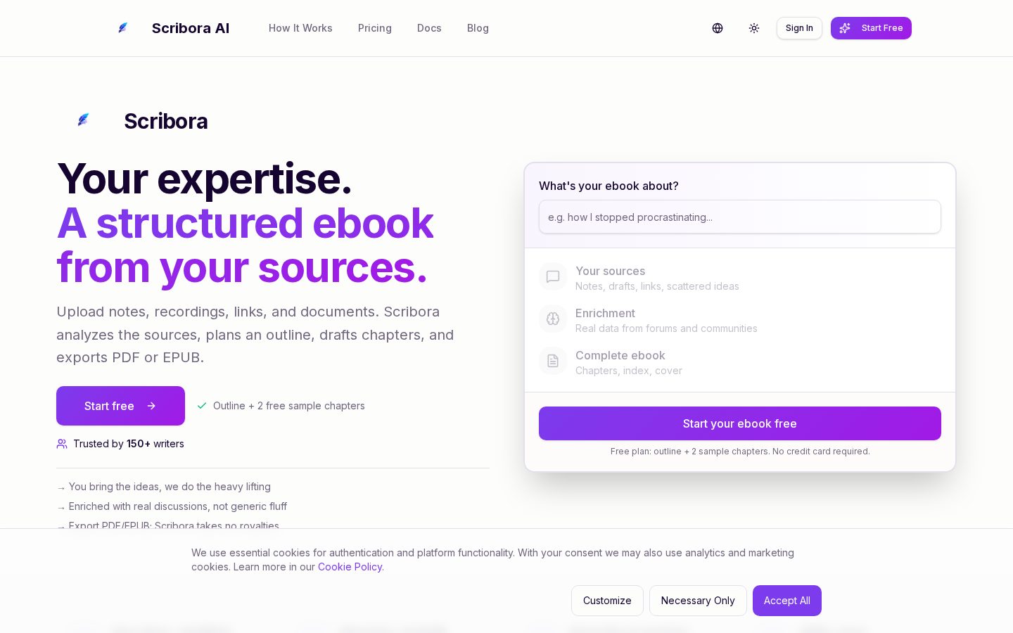 Scribora AI Homepage