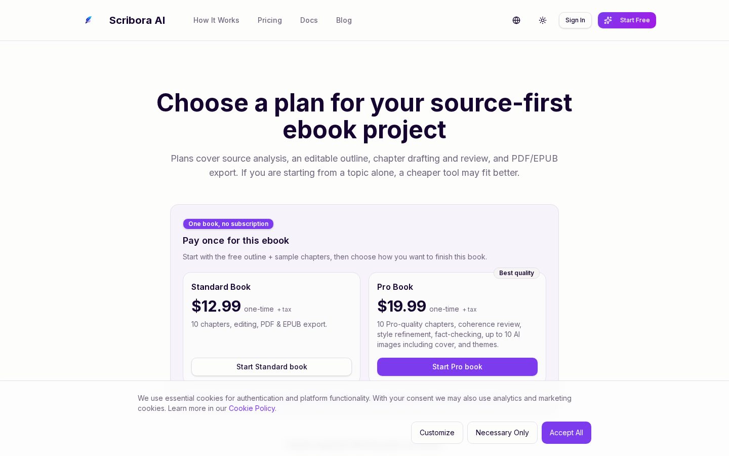 Scribora AI Pricing