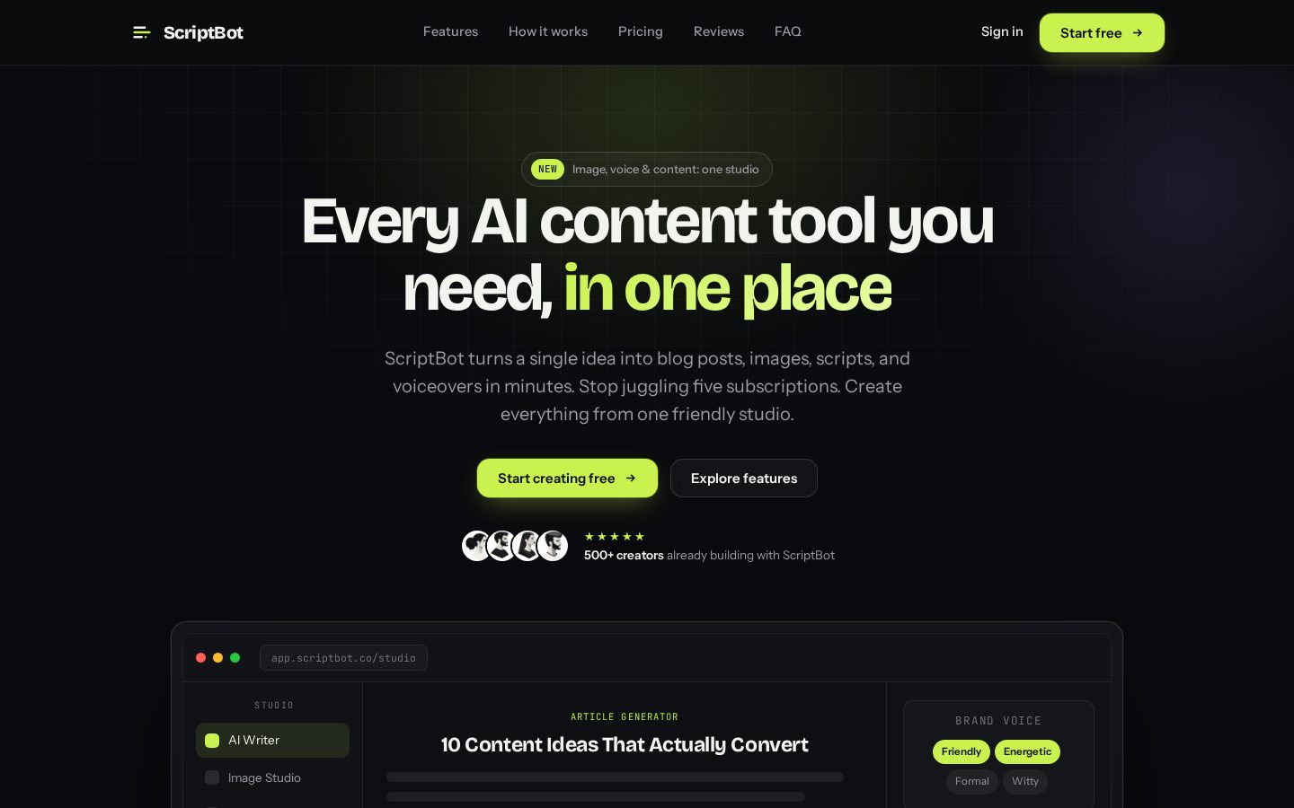 ScriptBot Homepage