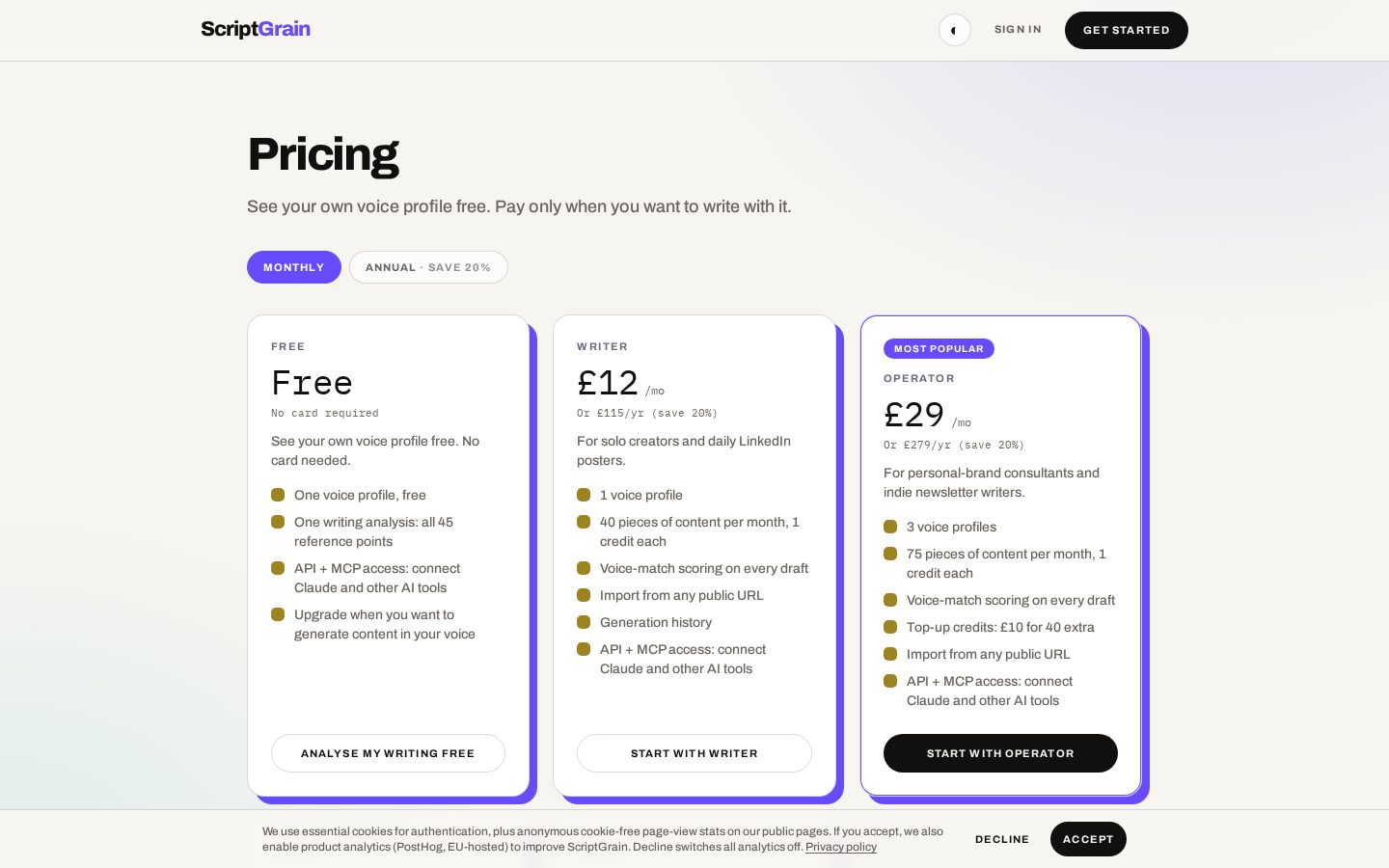 ScriptGrain Pricing