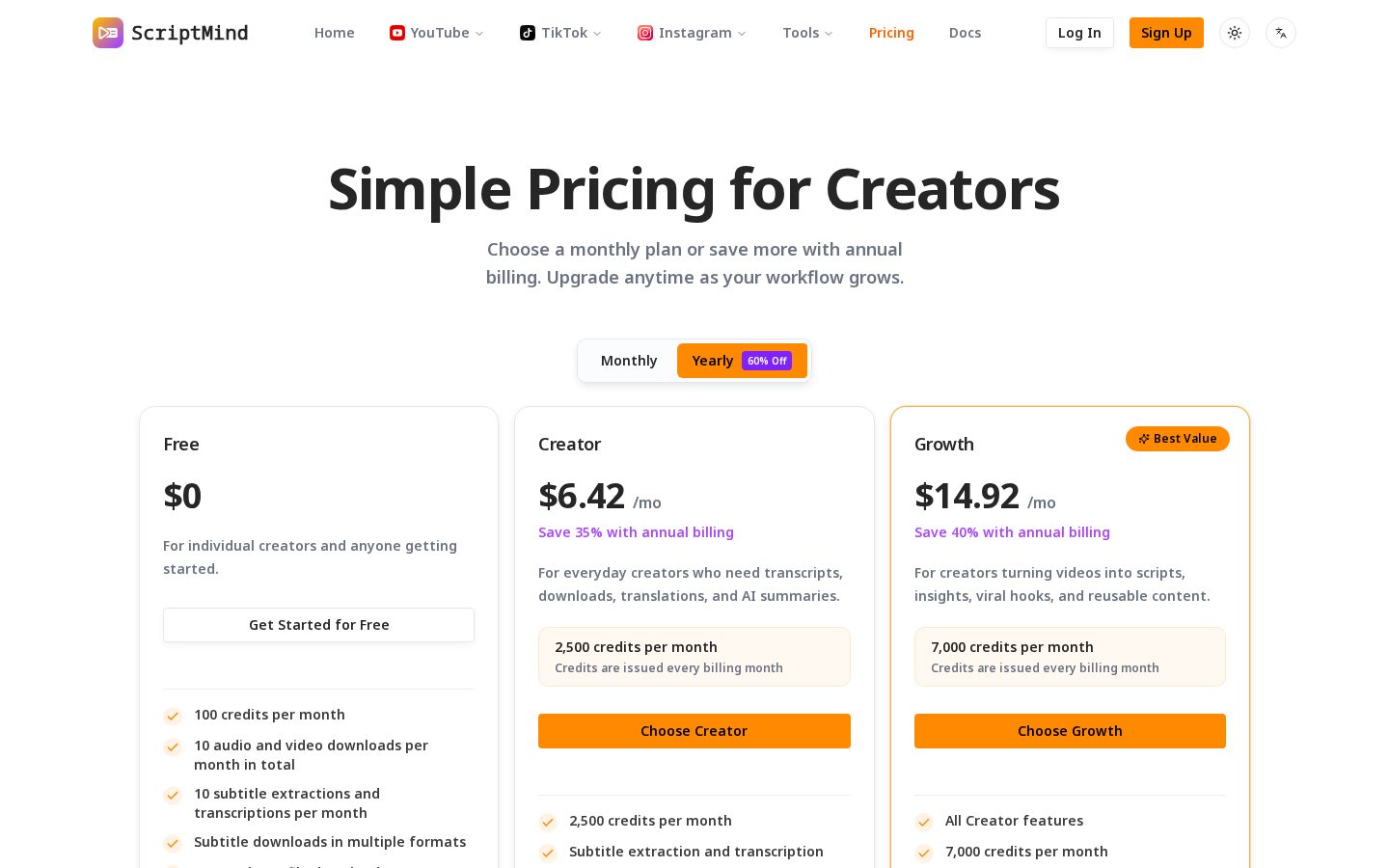 ScriptMind Pricing