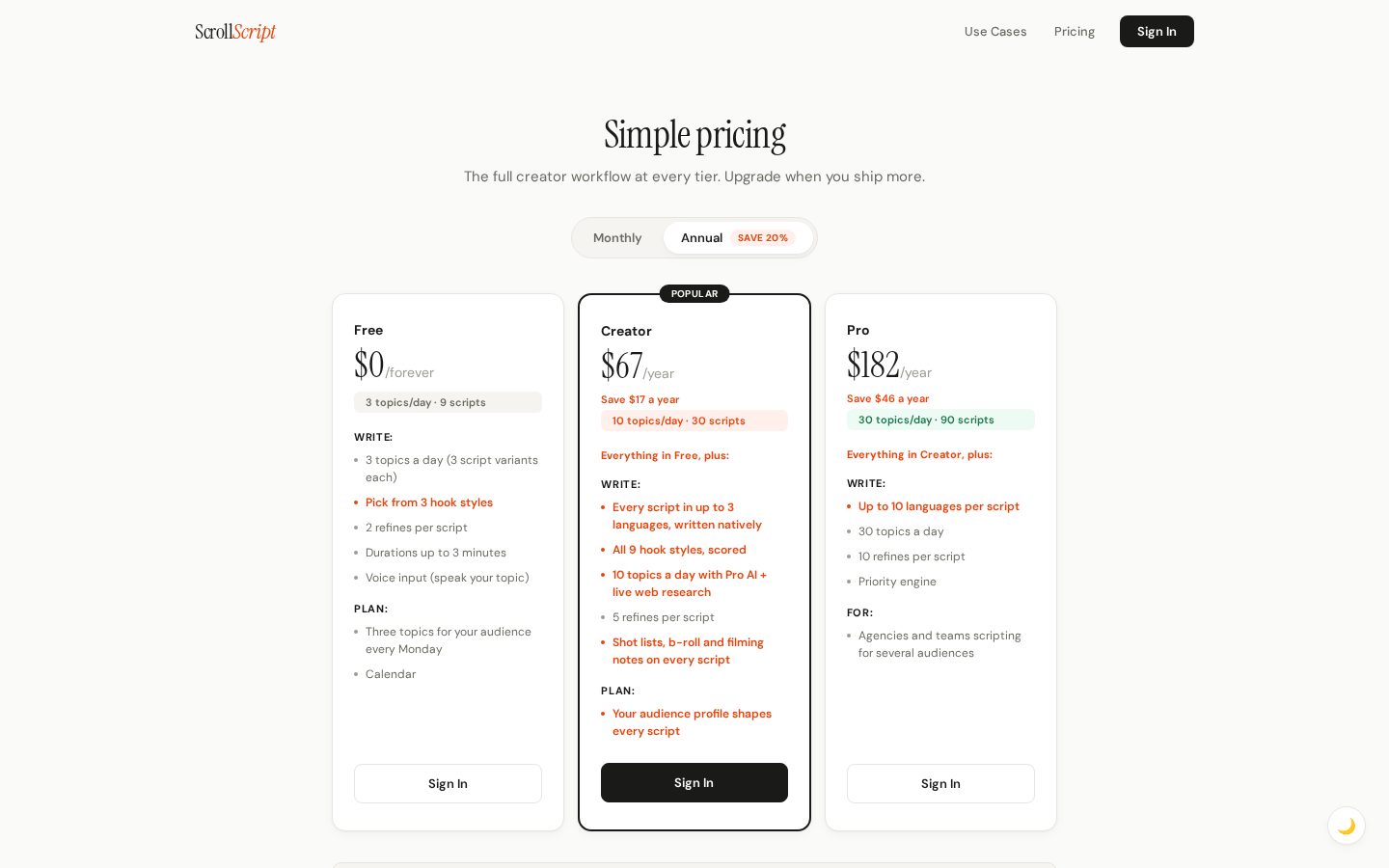 ScrollScript Pricing