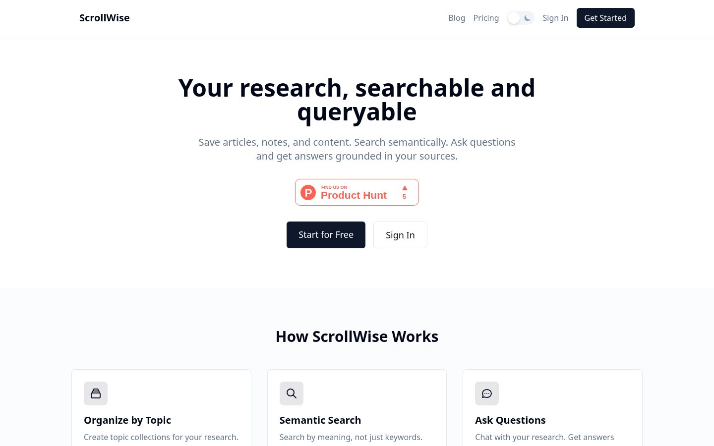 ScrollWise AI Homepage