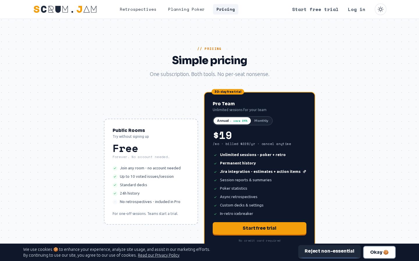 Scrum Jam Pricing