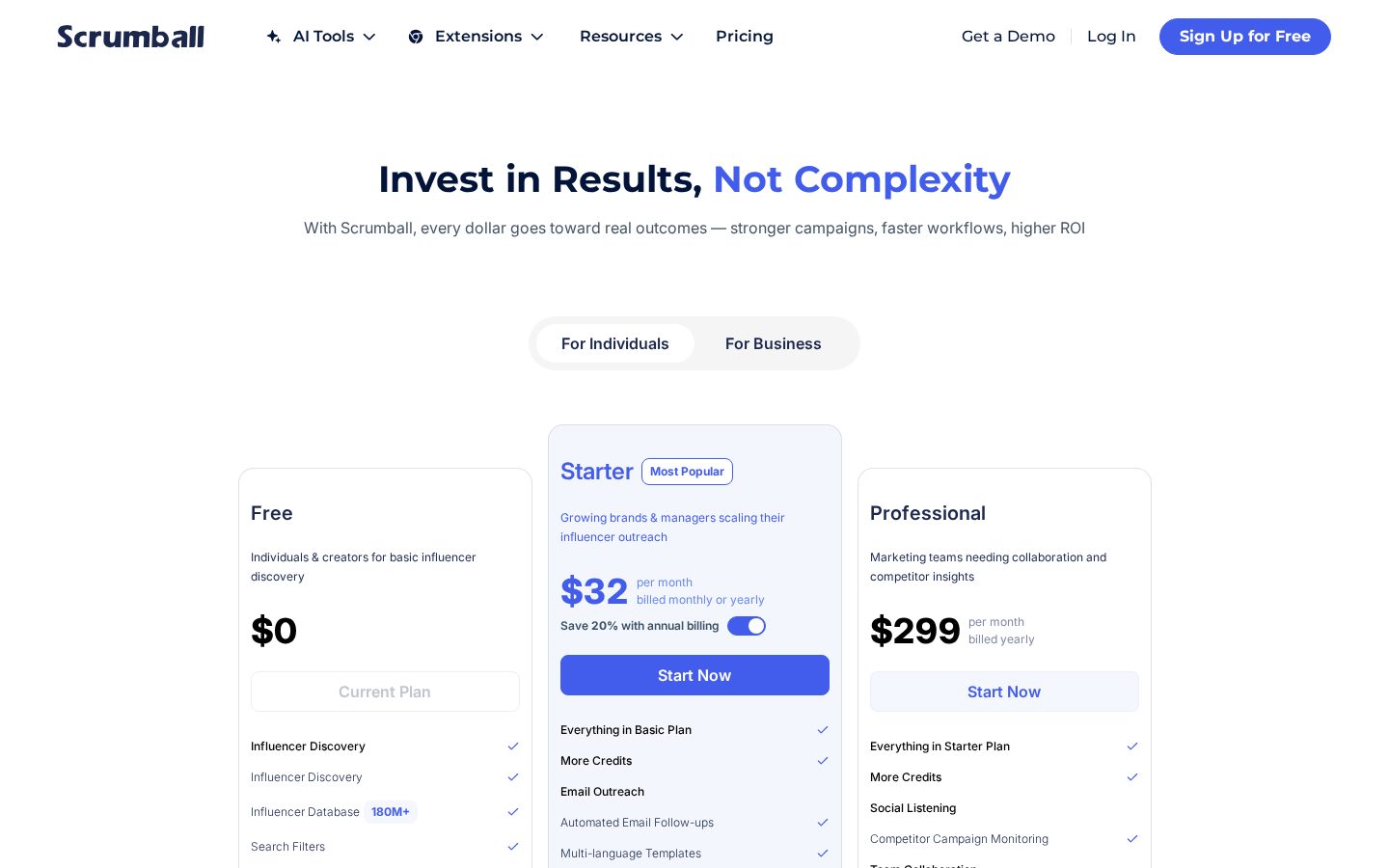 Scrumball Pricing