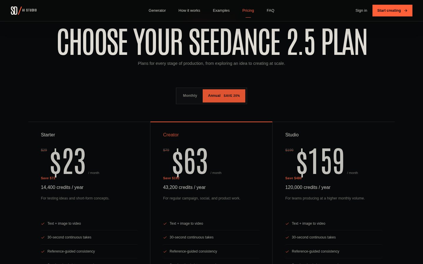 SD AI Studio Pricing