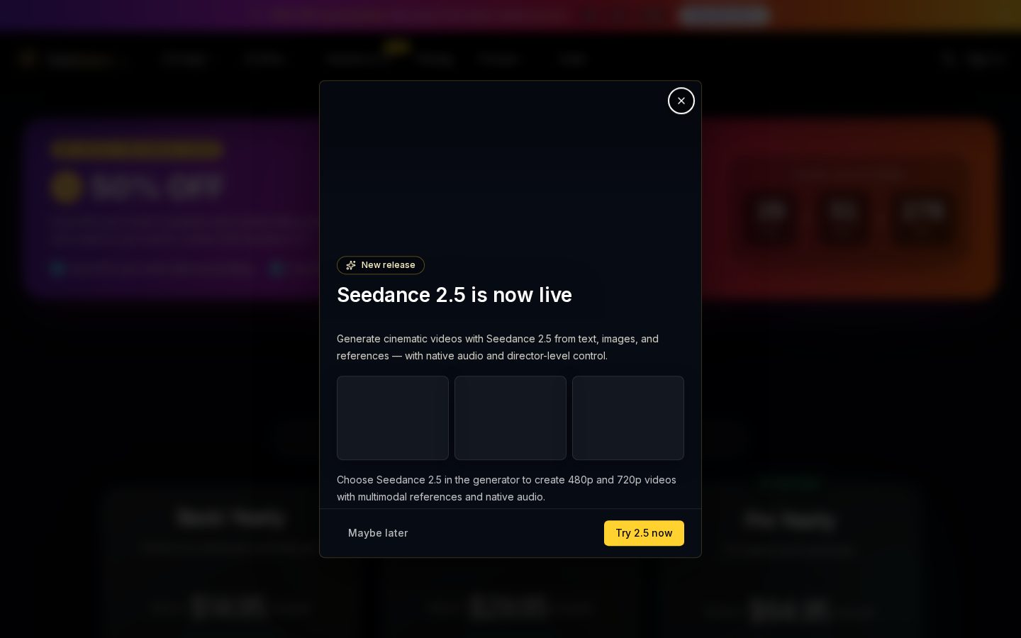Seadance 20 AI Video Generator Pricing