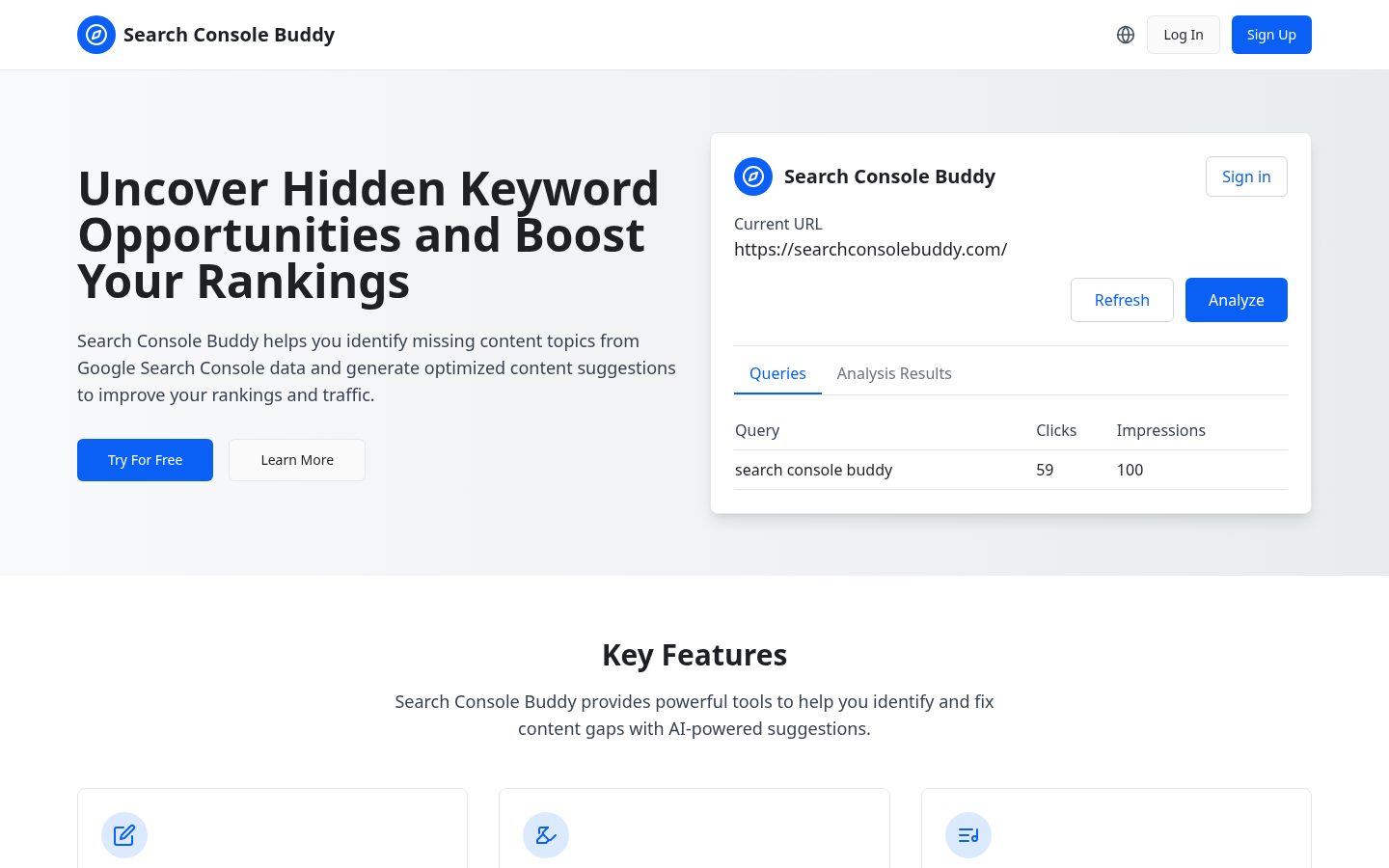 Search console buddy Homepage