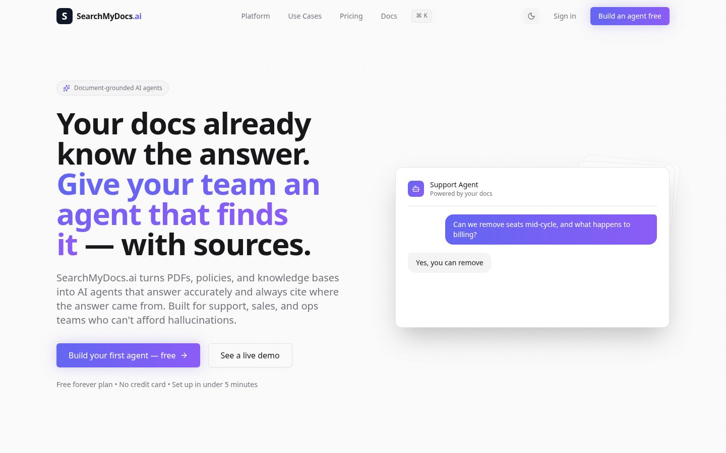 SearchMyDocs.ai Homepage