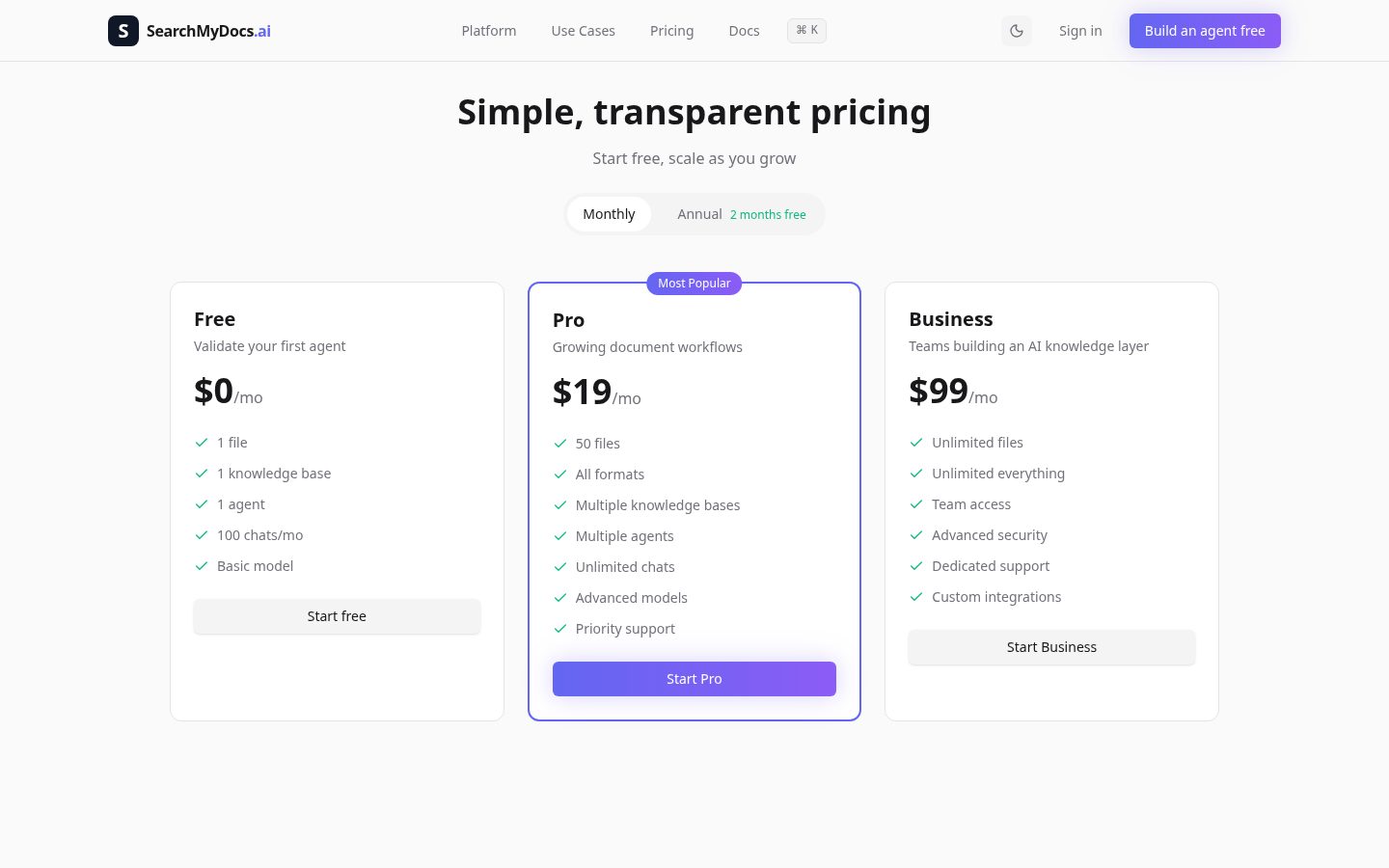 SearchMyDocs.ai Pricing