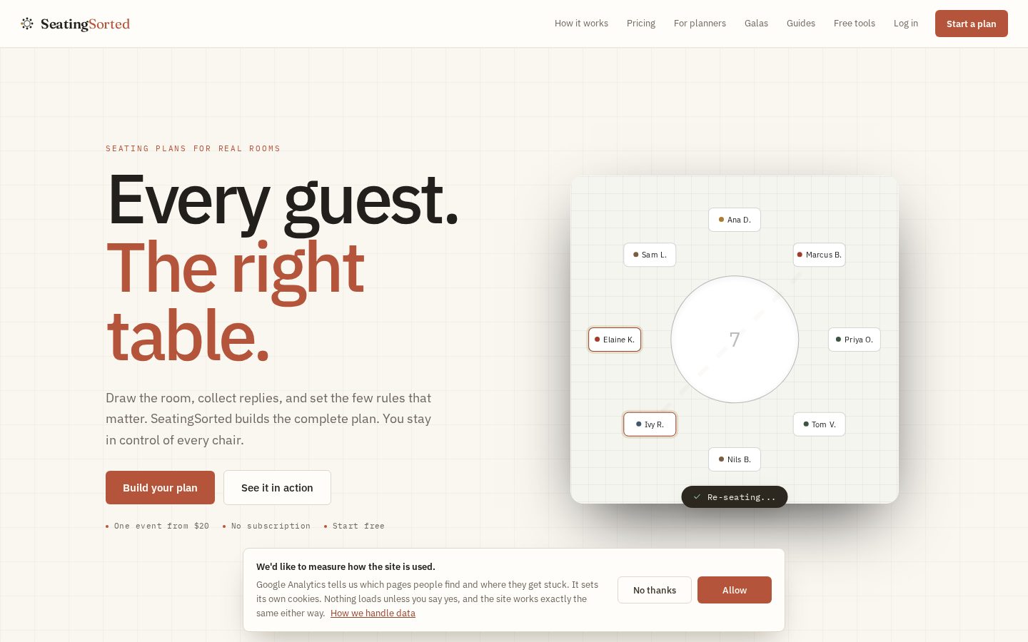 SeatingSorted Homepage