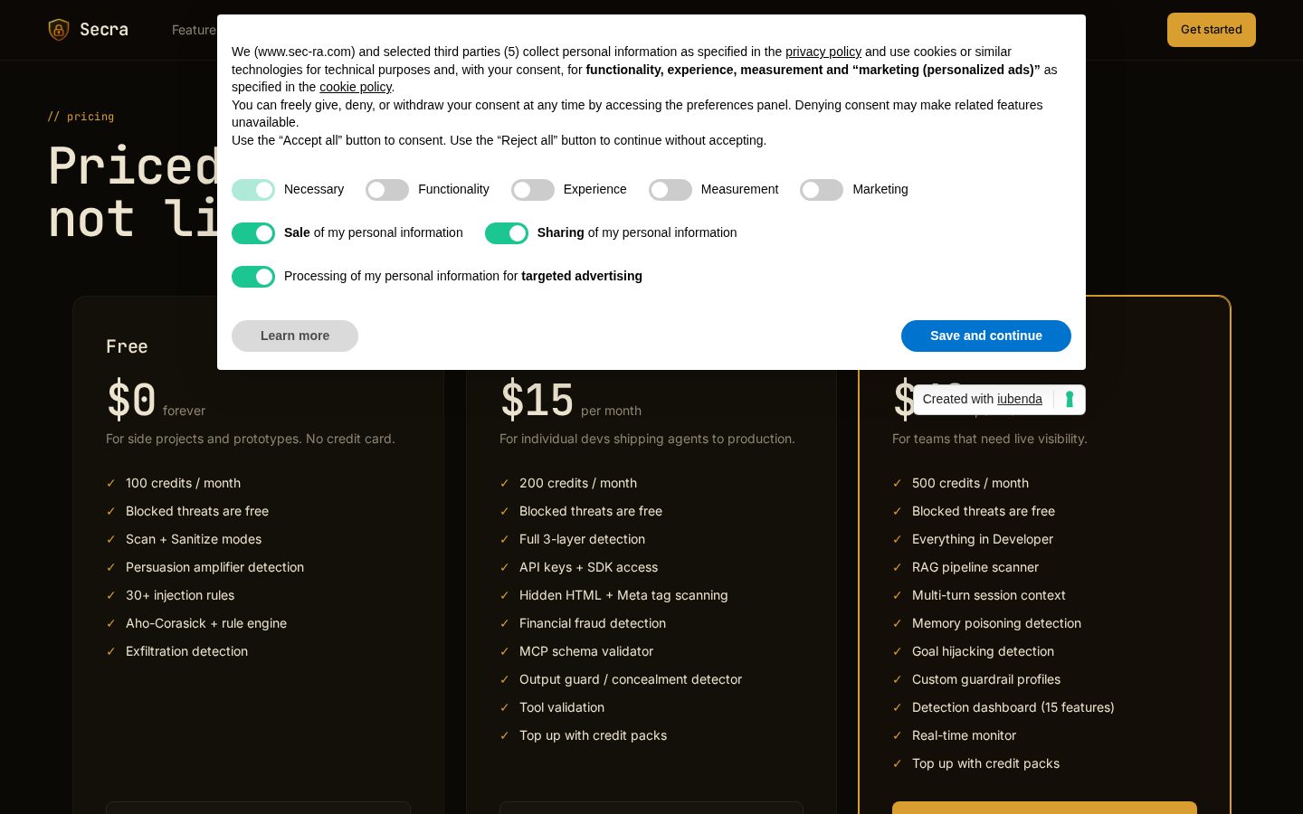 Secra Pricing
