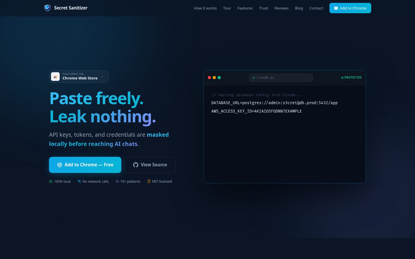 Secret Sanitizer Homepage
