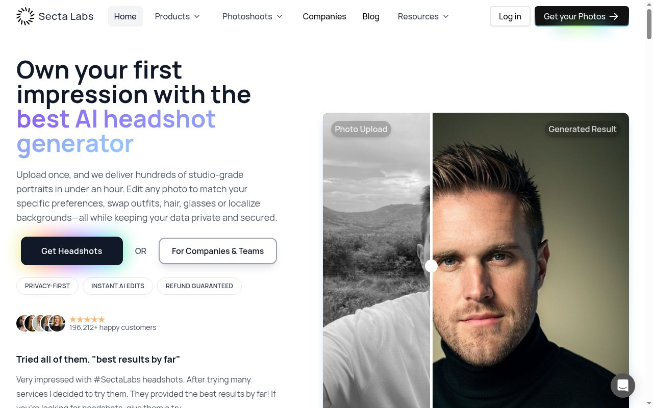 Secta Labs homepage