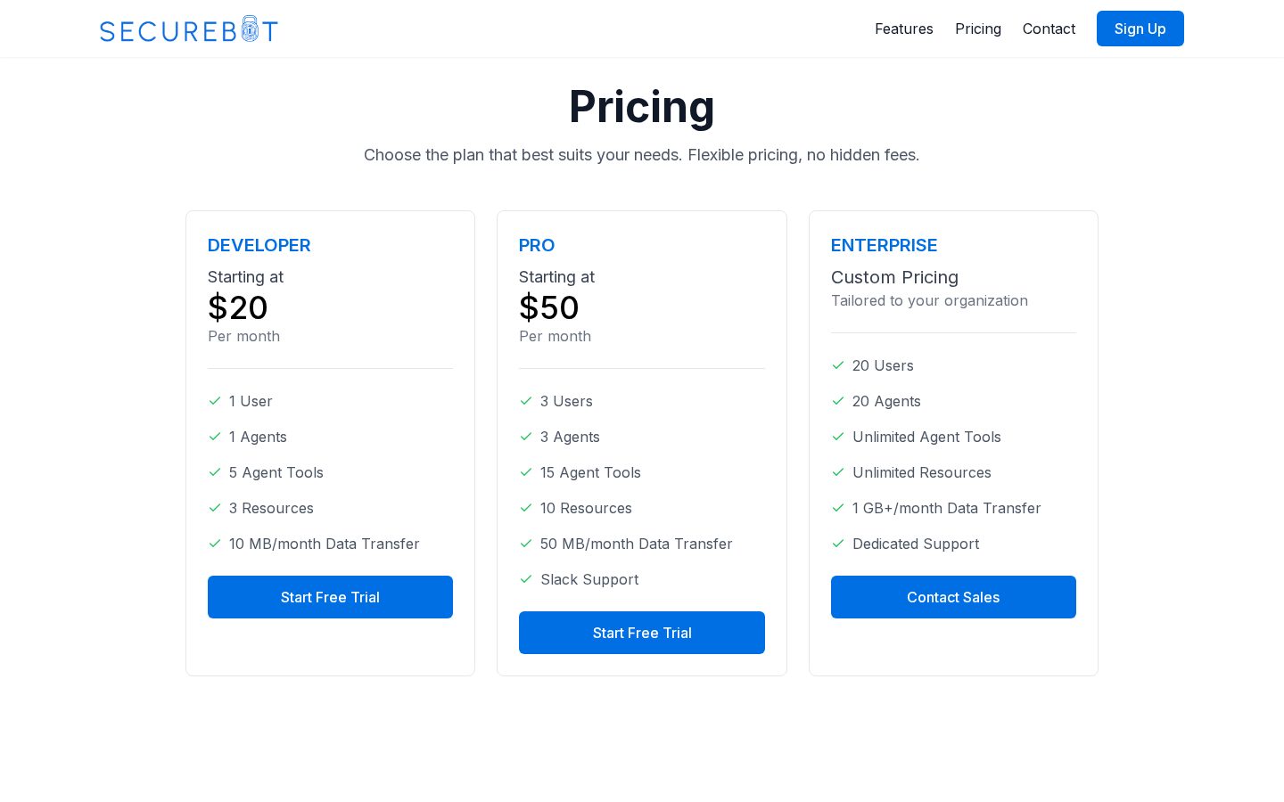 SecureBot Pricing
