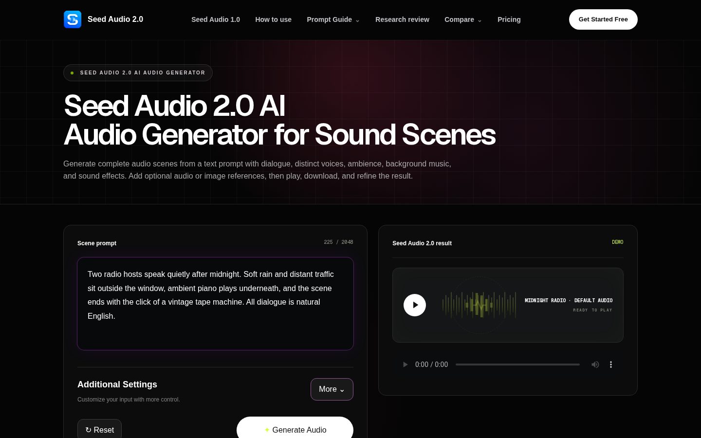 Seed Audio 2.0 Homepage