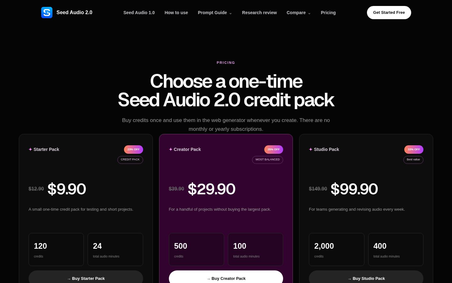 Seed Audio 2.0 Pricing