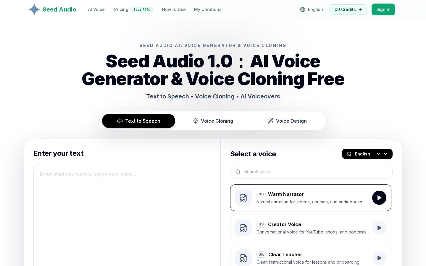 Seed Audio Pro Homepage