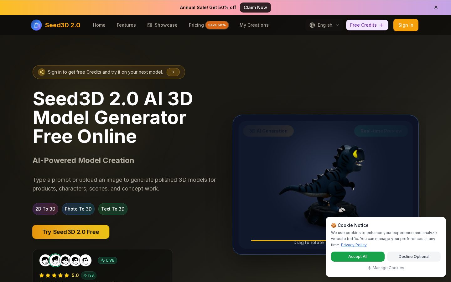 Seed3D 2.0 Homepage