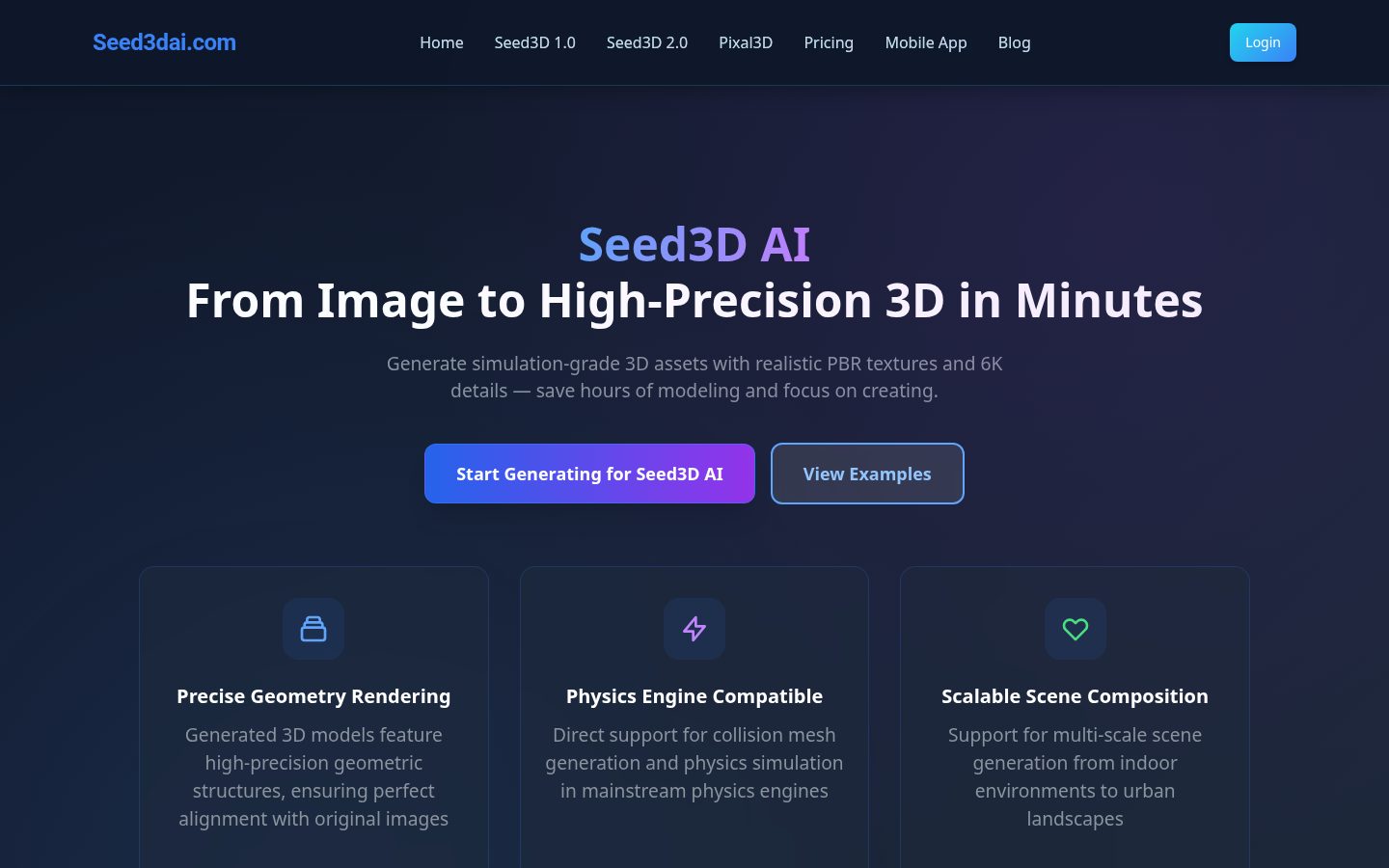Seed3D AI Homepage