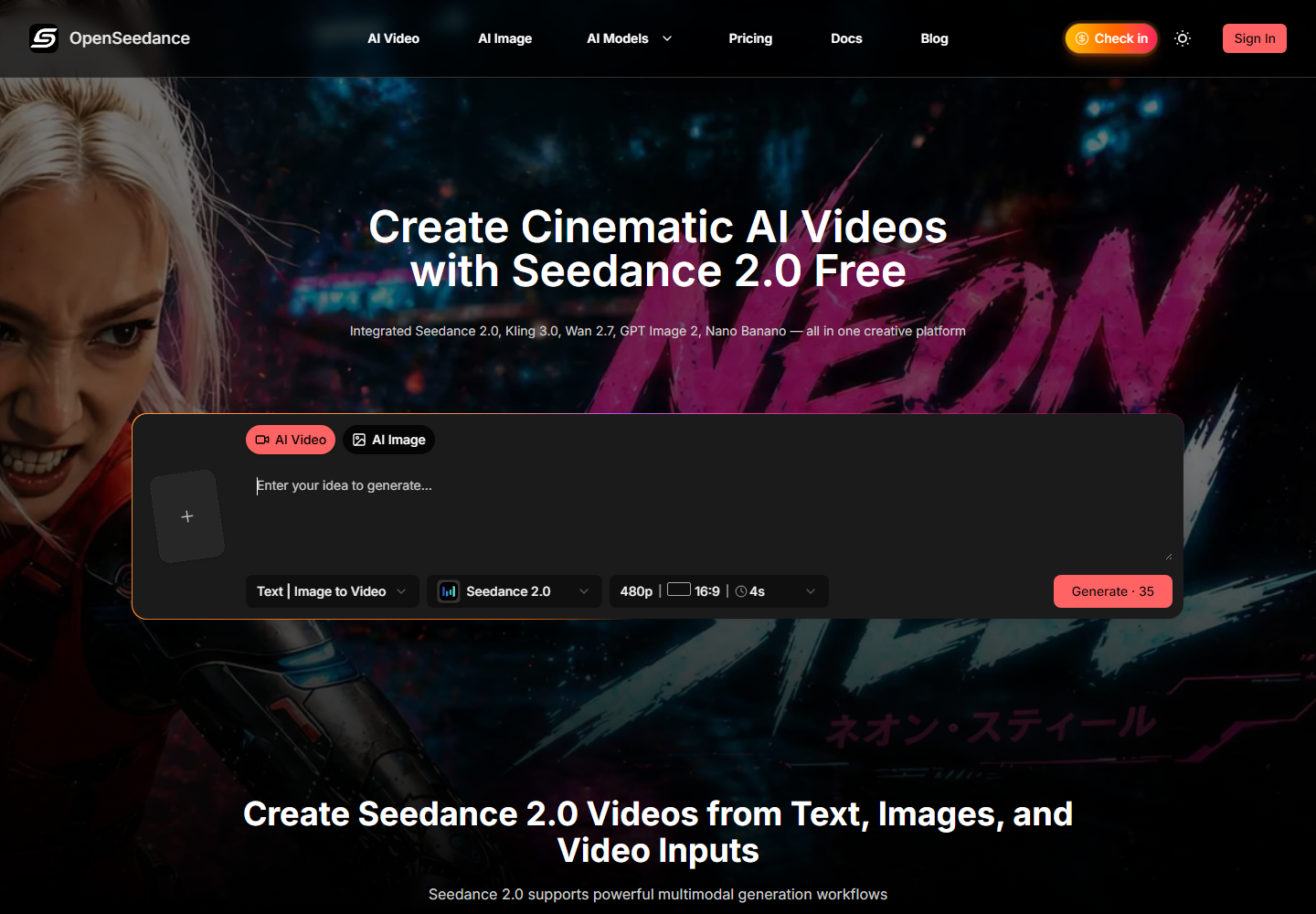 Seedance 2.0 Free homepage