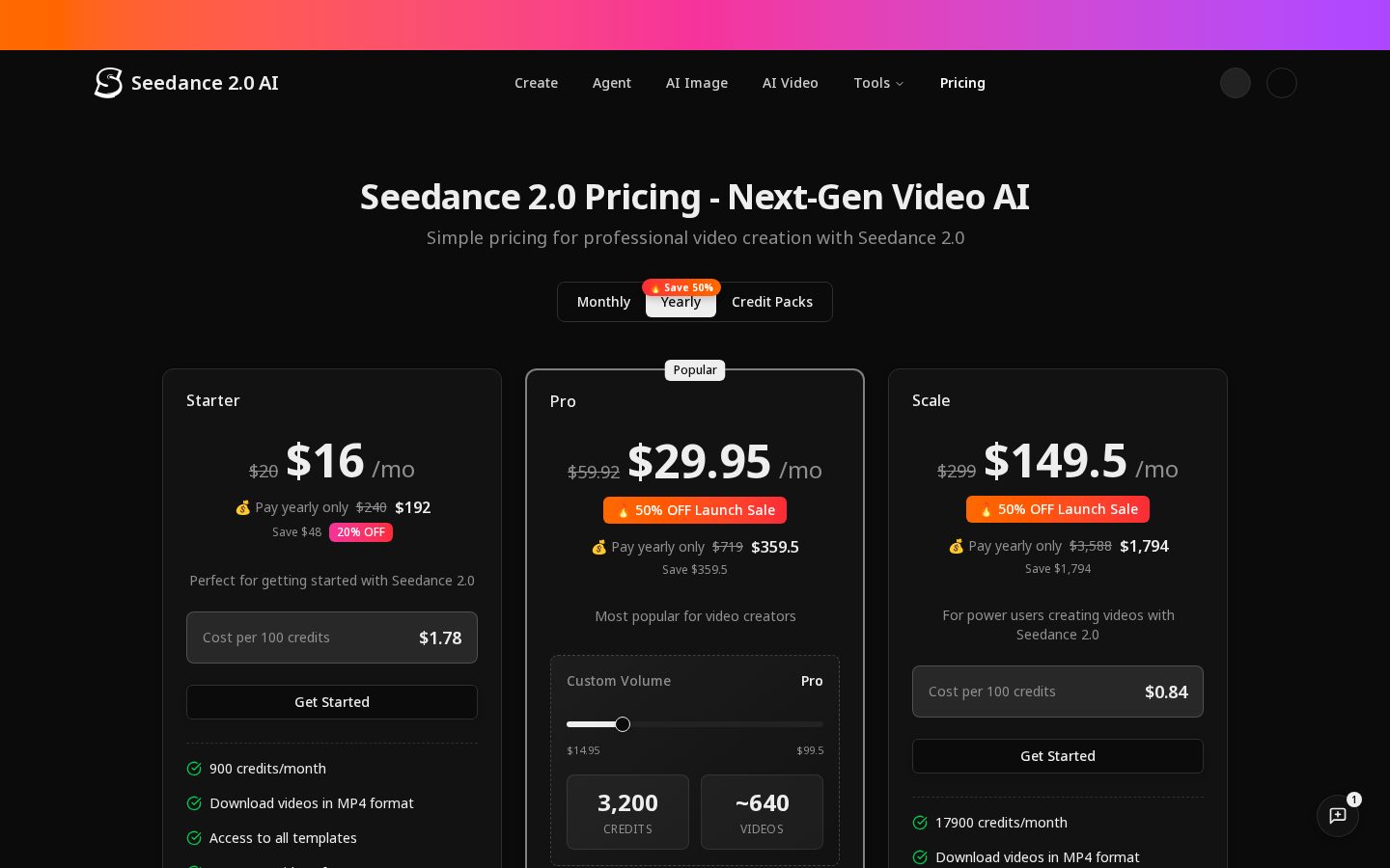 seedance 2.0 AI Video Generation Pricing