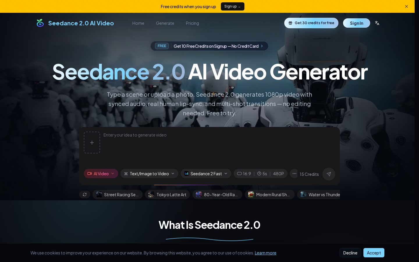 Seedance 2.0 AI Video Homepage
