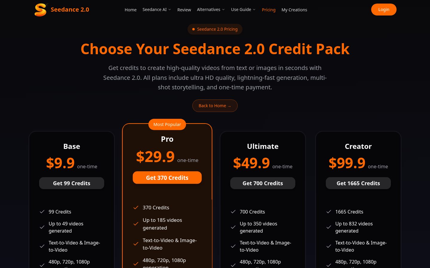 Seedance 2.0 Pro Pricing