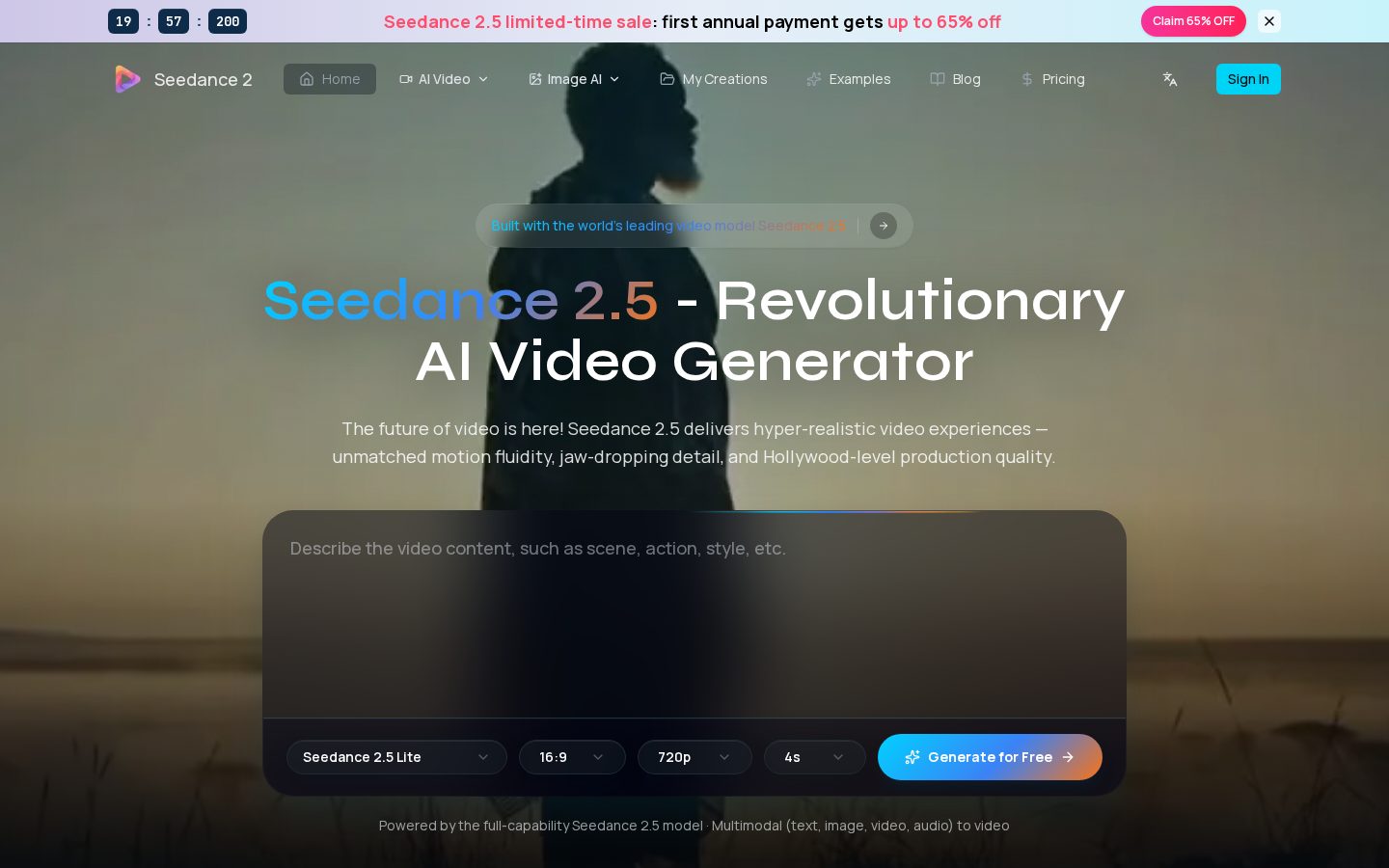 Seedance 2.0 Video Generator Homepage