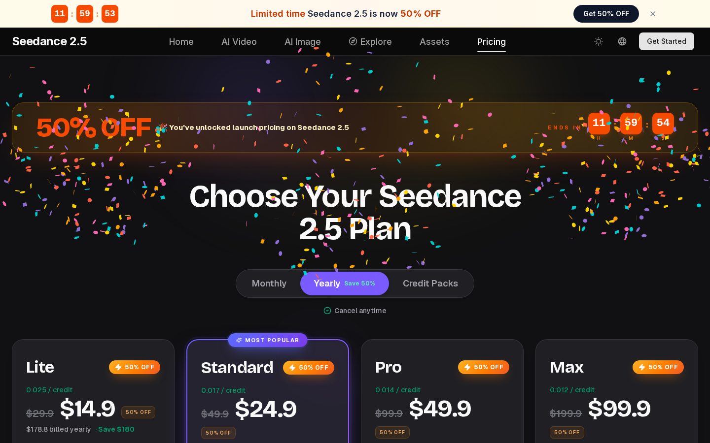 Seedance 2.5 Pricing