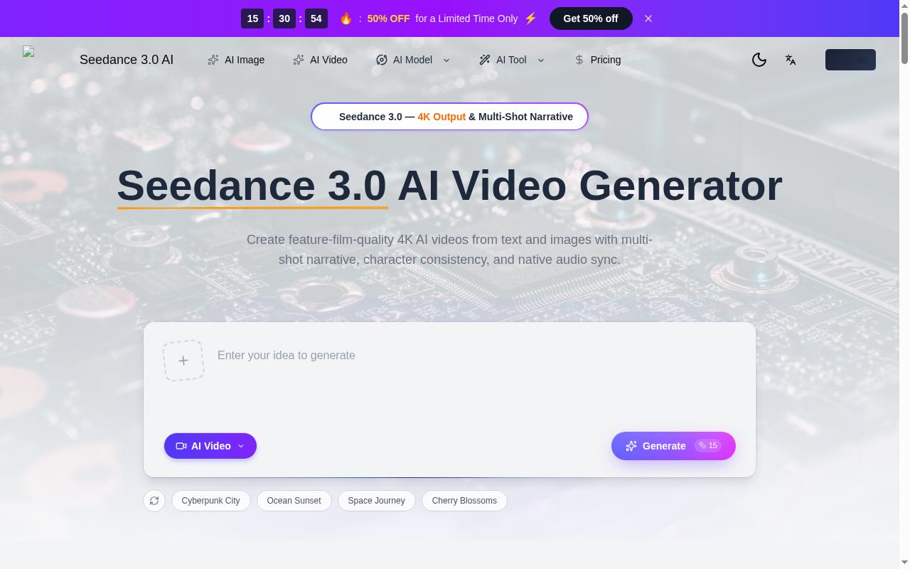 Seedance 3.0 AI Homepage