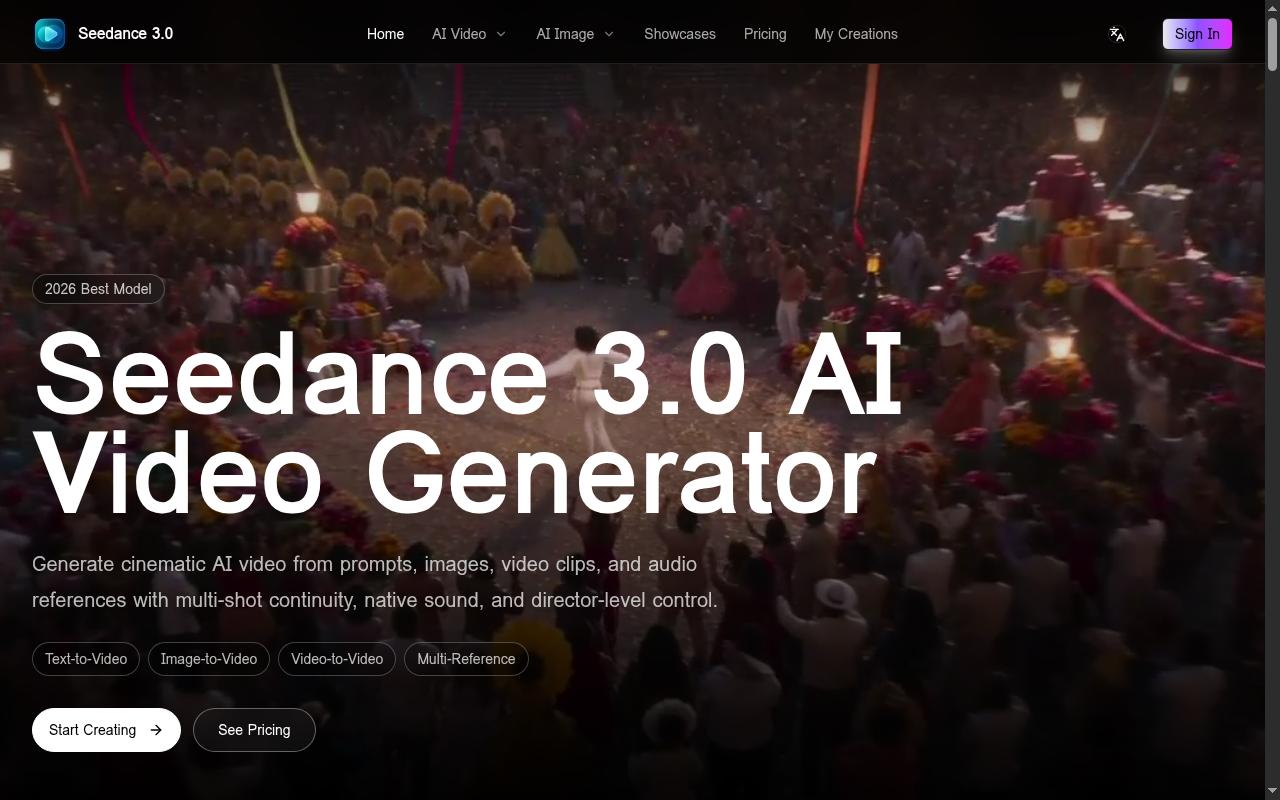 Seedance 3.0 AI Video Generator Homepage