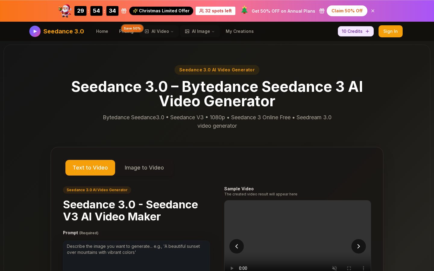 seedance 3.0 Homepage