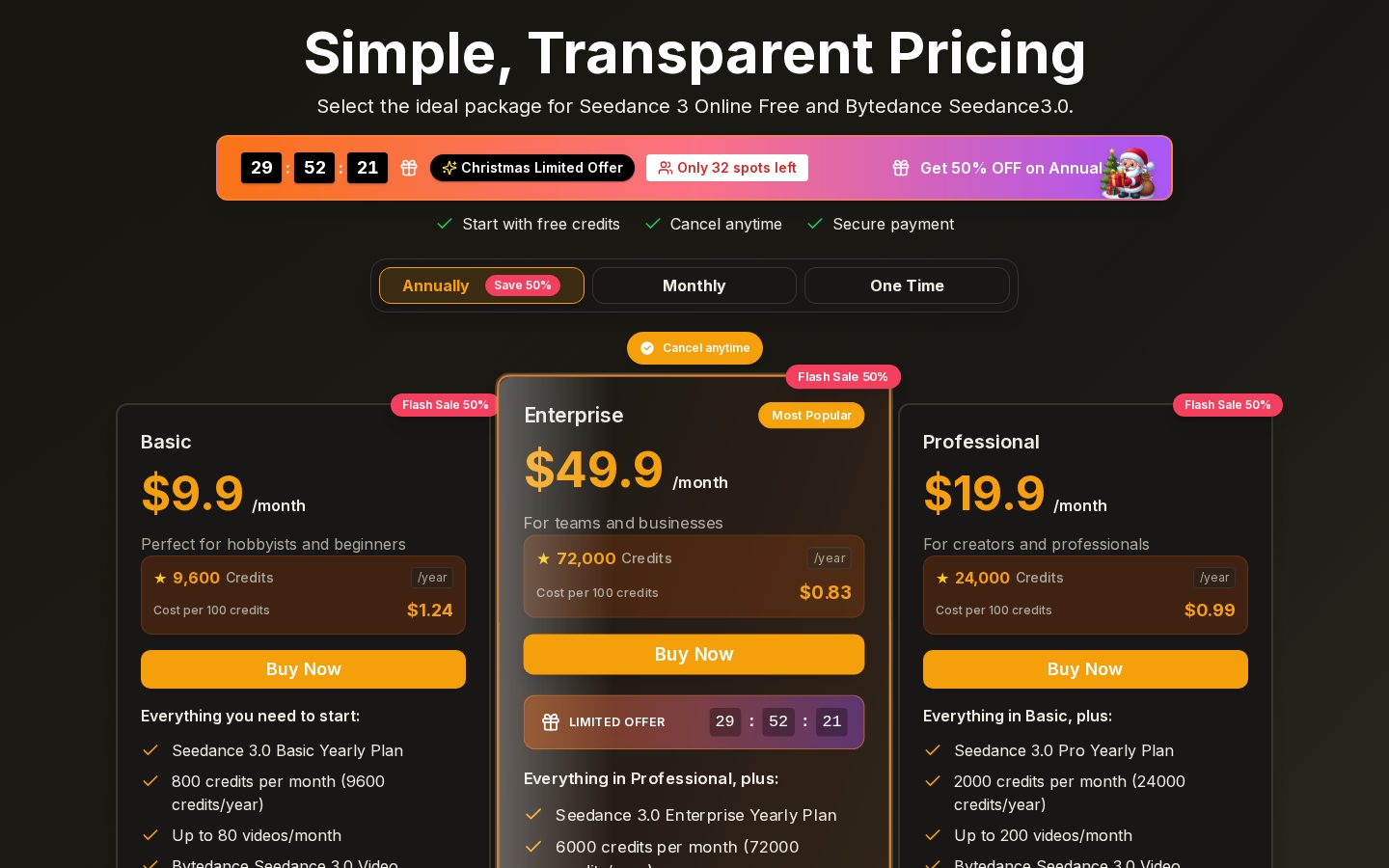 seedance 3.0 Pricing