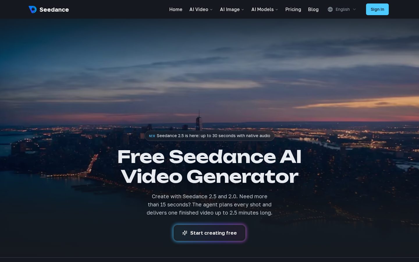 Seedance Video Generator Homepage