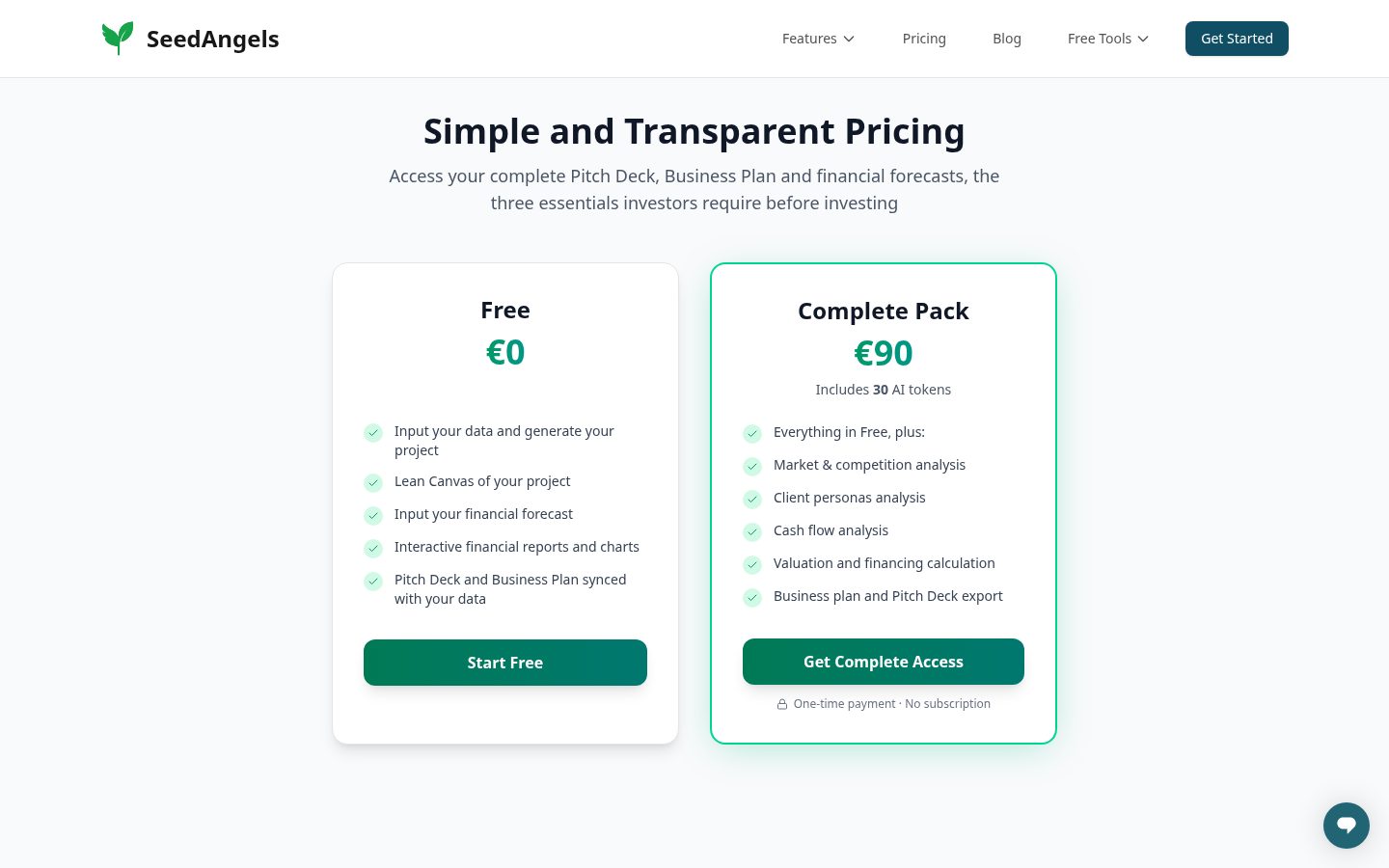 SeedAngels Pricing