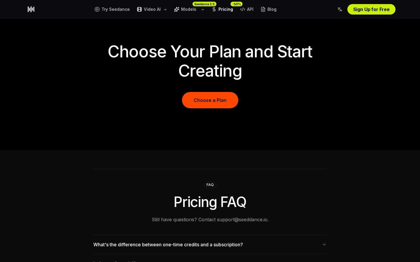 Seeddance AI Pricing
