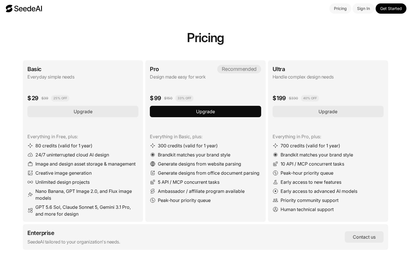 Seede AI Pricing