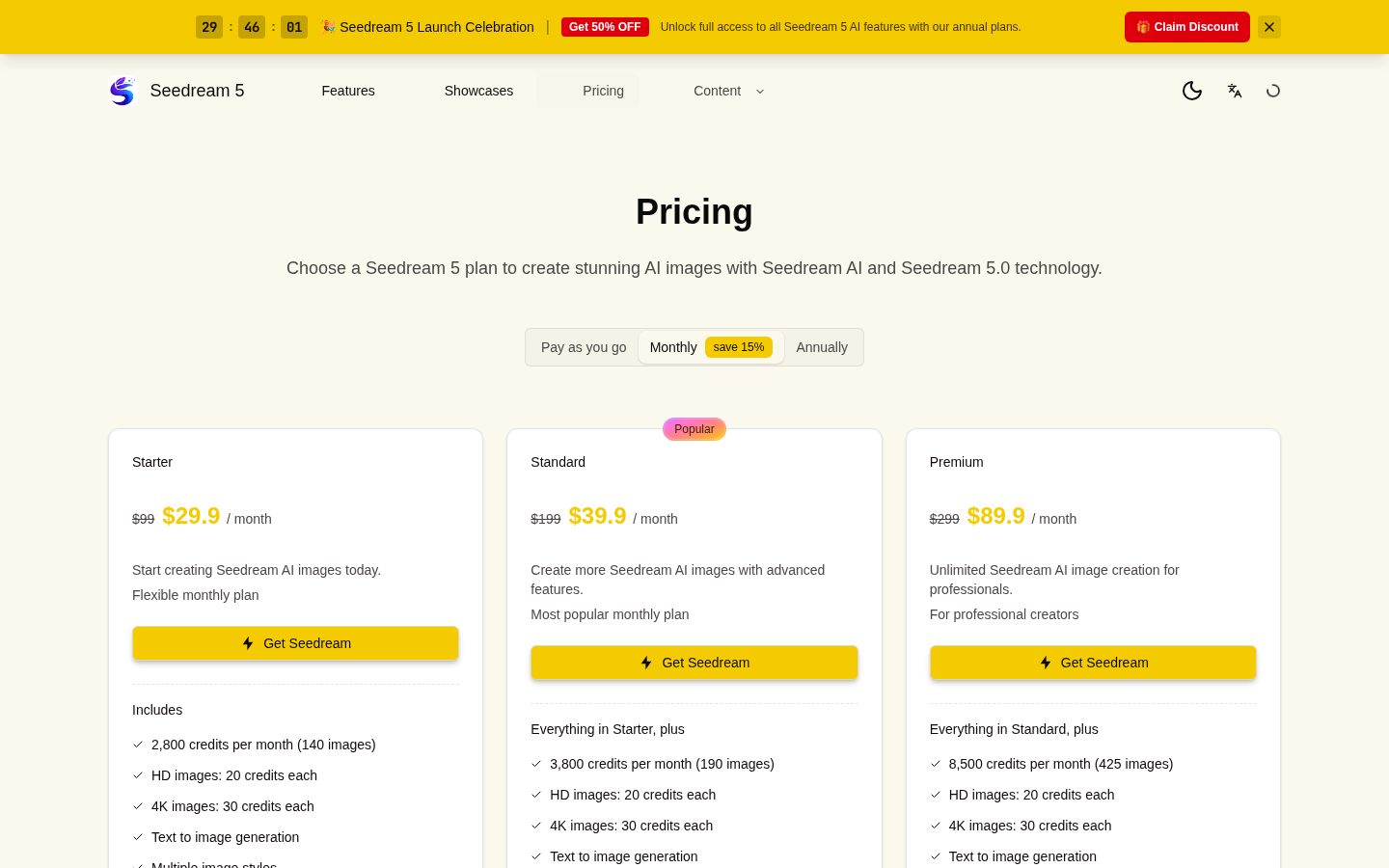 Seedream 5 Pricing
