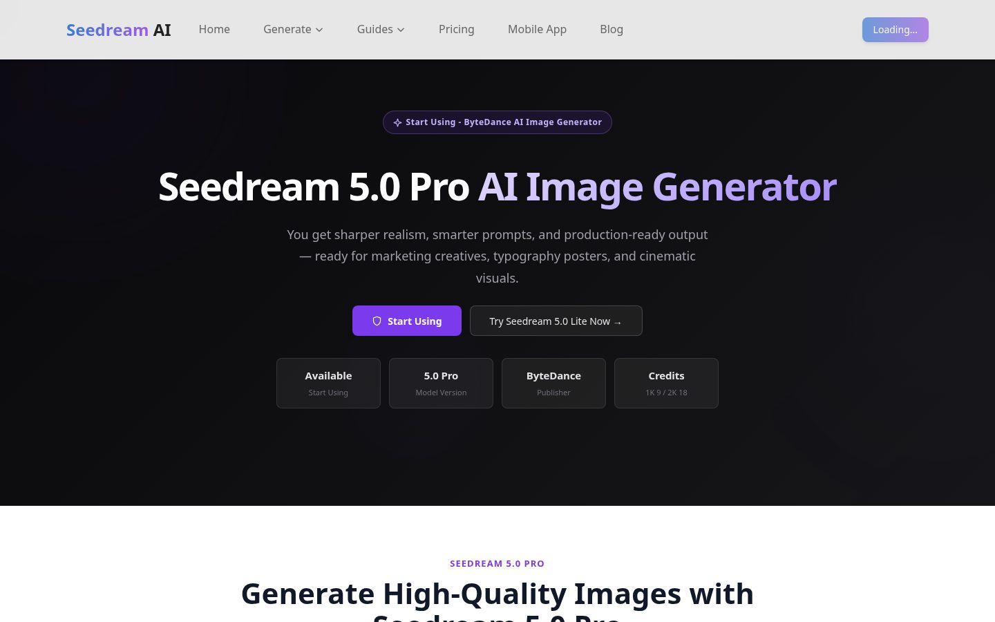 Seedream 5.0 Pro Homepage