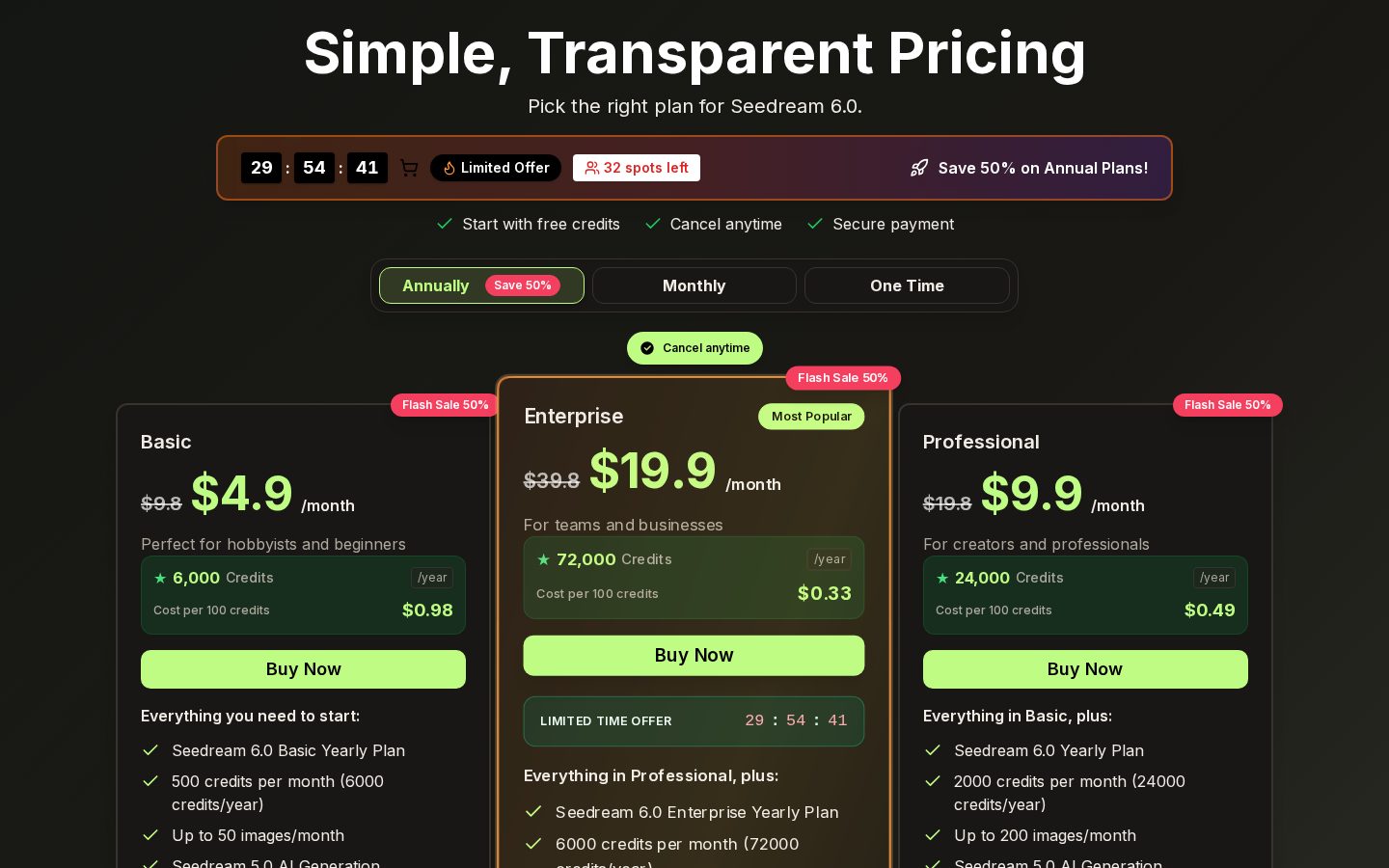 seedream 6 Pricing