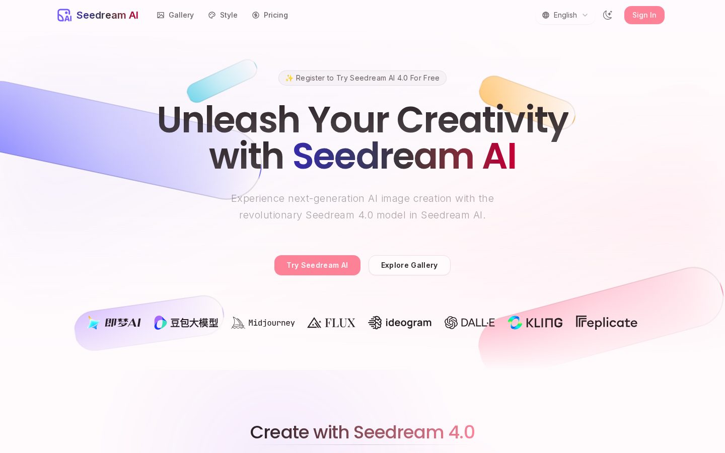 Seedream AI Homepage